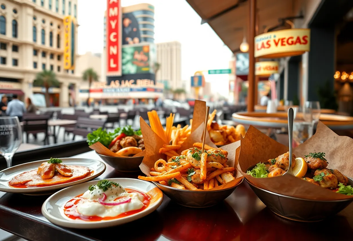Outdoor dining at a new restaurant in Las Vegas