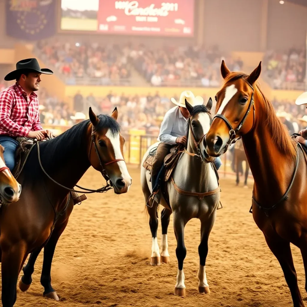 Equine event in Las Vegas showcasing cowboys and horses