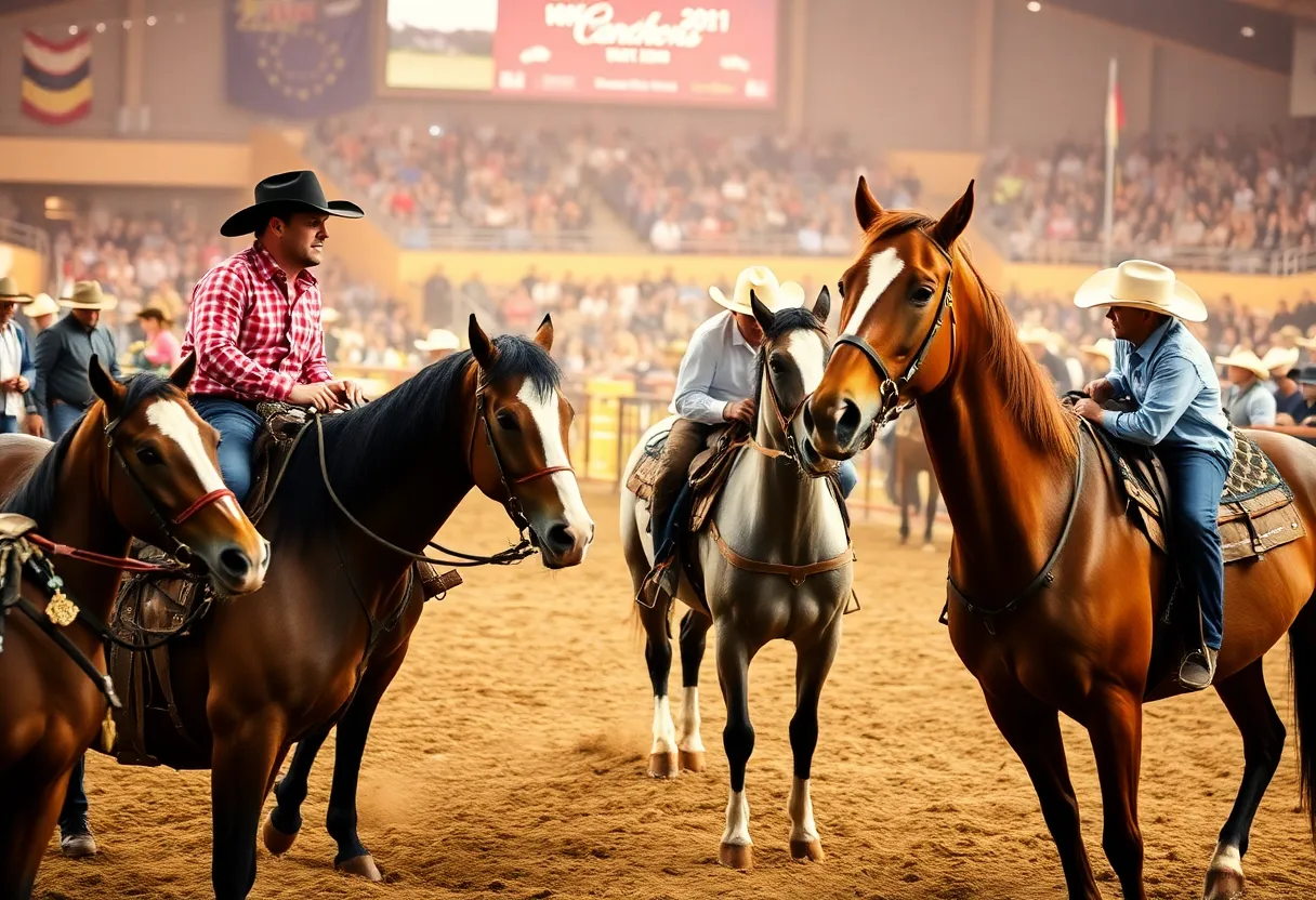 Equine event in Las Vegas showcasing cowboys and horses