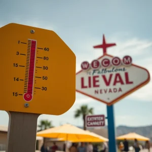 Thermometer showing high temperatures in Las Vegas