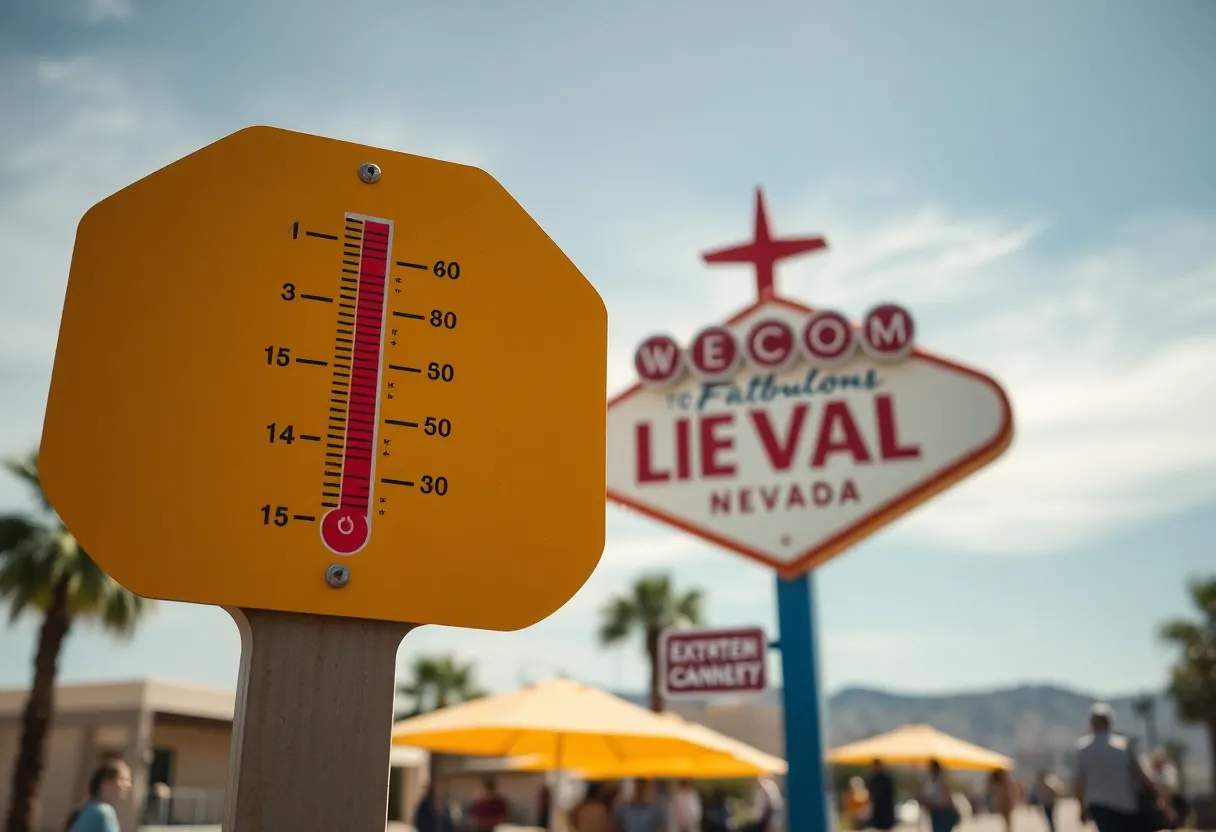 Thermometer showing high temperatures in Las Vegas