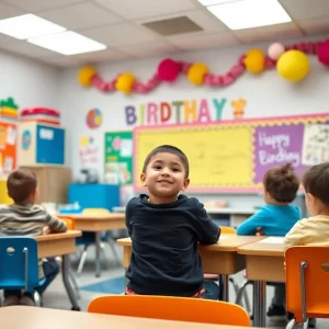 Students engaging in kindness activities in a vibrant classroom.