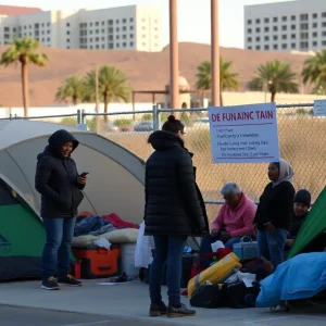 Individuals at a homeless shelter in Las Vegas
