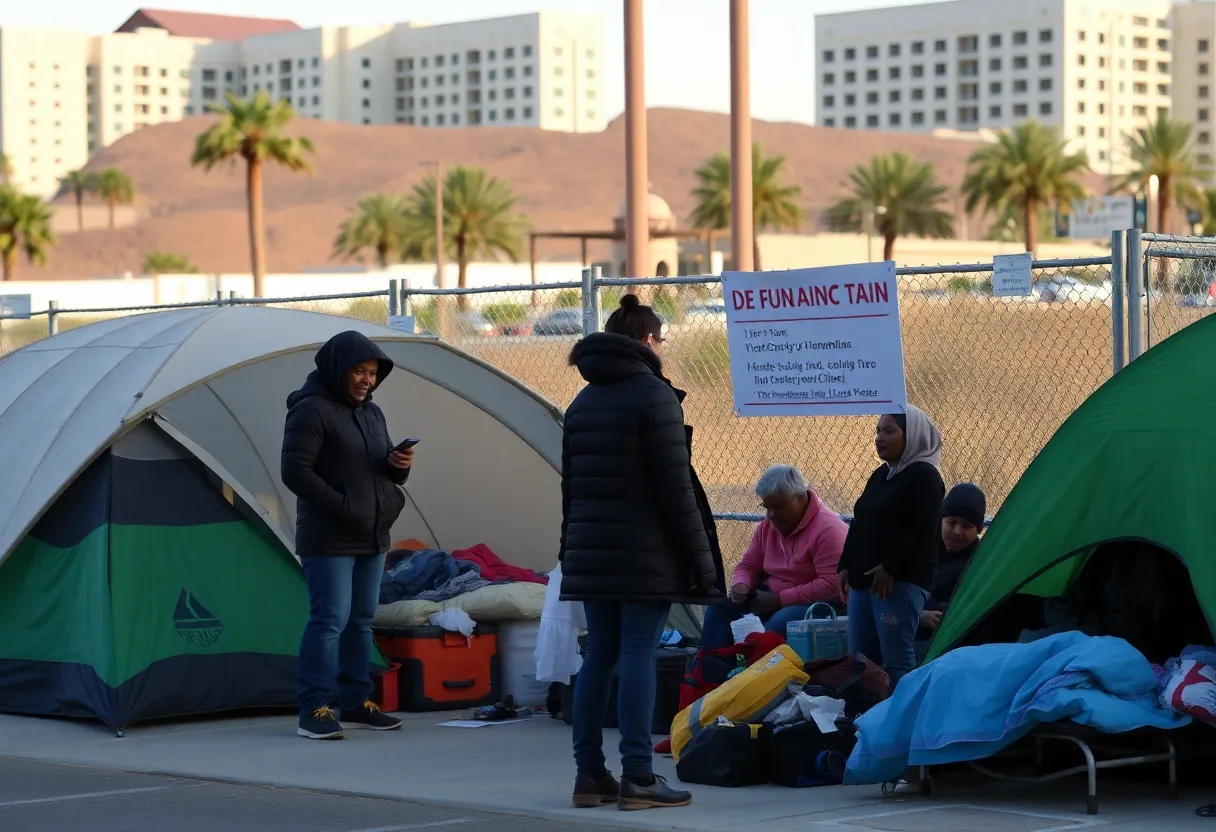 Individuals at a homeless shelter in Las Vegas