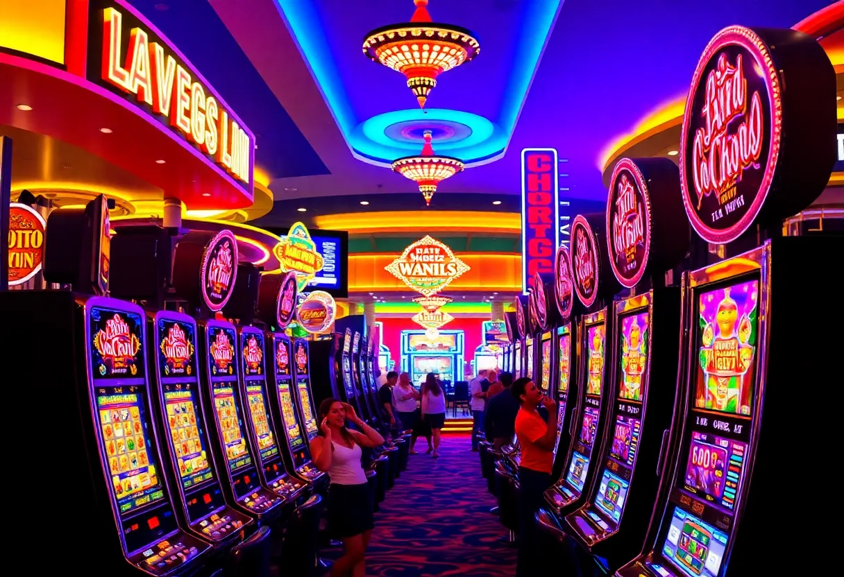 Players enjoying slot machines in Las Vegas casinos