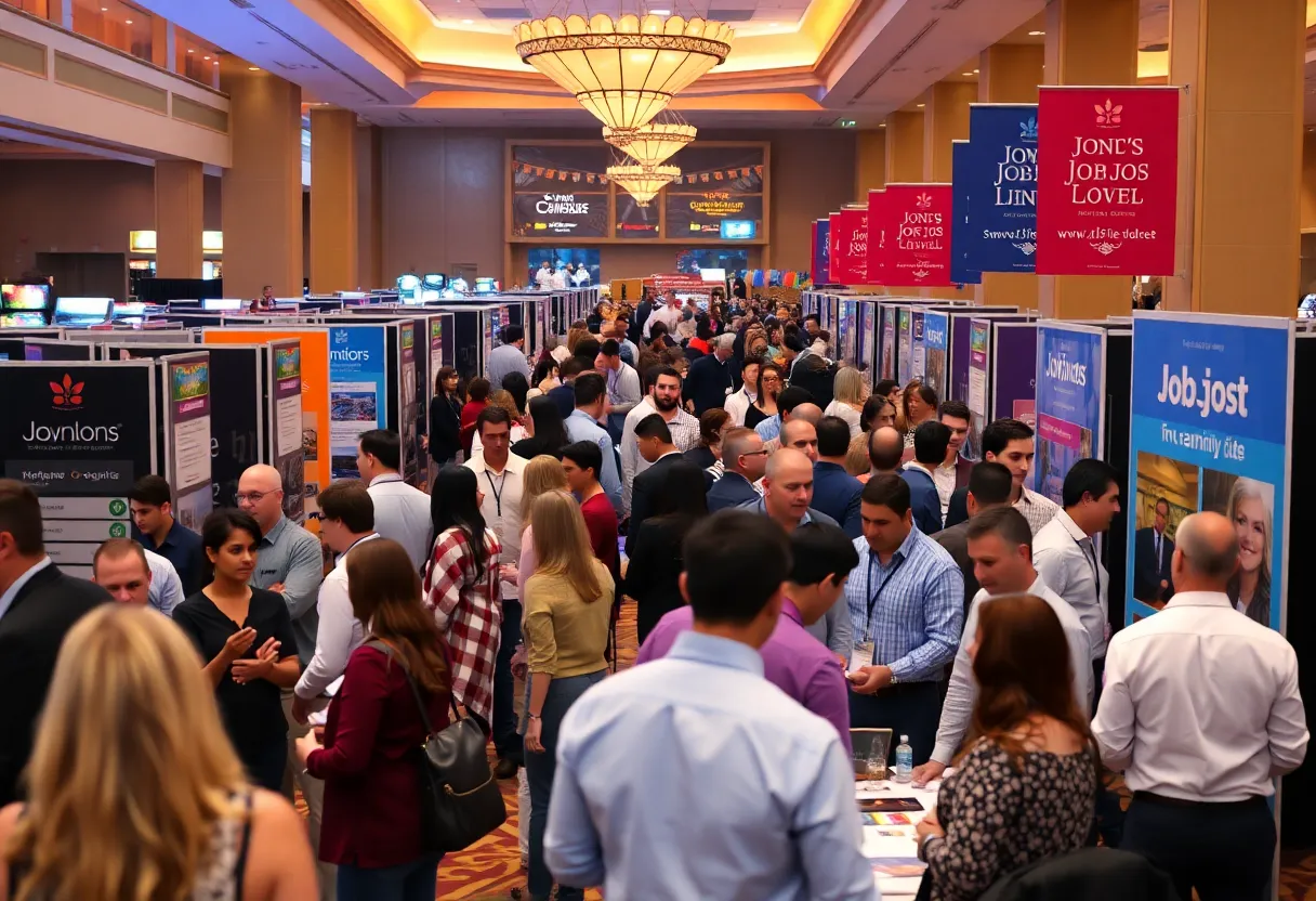 Job seekers and employers at the Las Vegas job fair