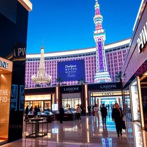 High-end boutiques in Las Vegas showcasing luxury brands.