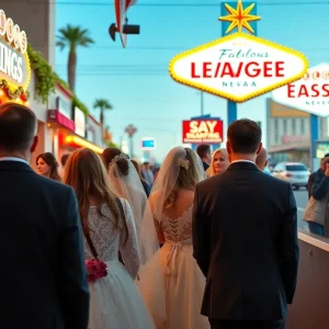 Couples waiting at the Marriage License Bureau in Las Vegas