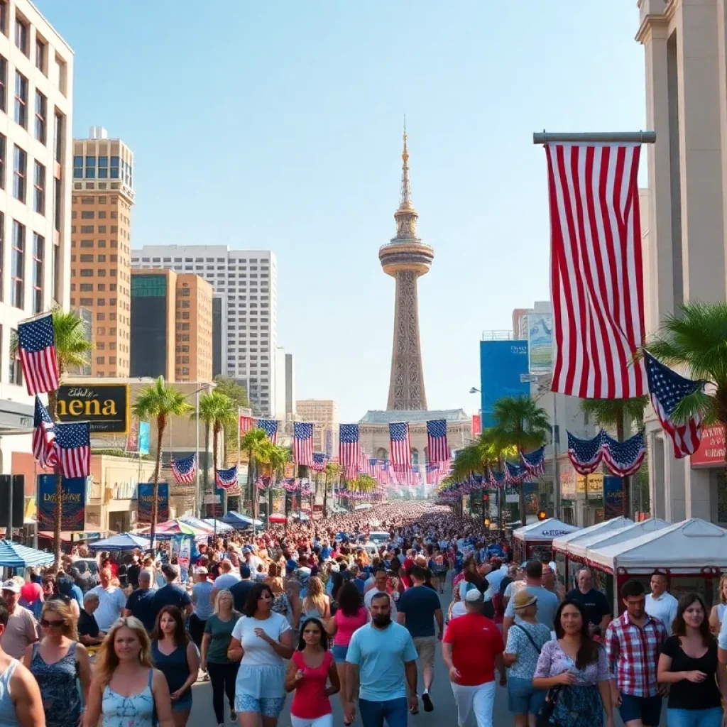 Crowded Las Vegas streets during Memorial Day weekend festivities