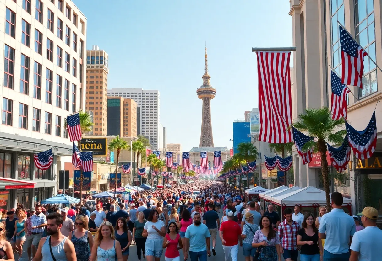 Crowded Las Vegas streets during Memorial Day weekend festivities