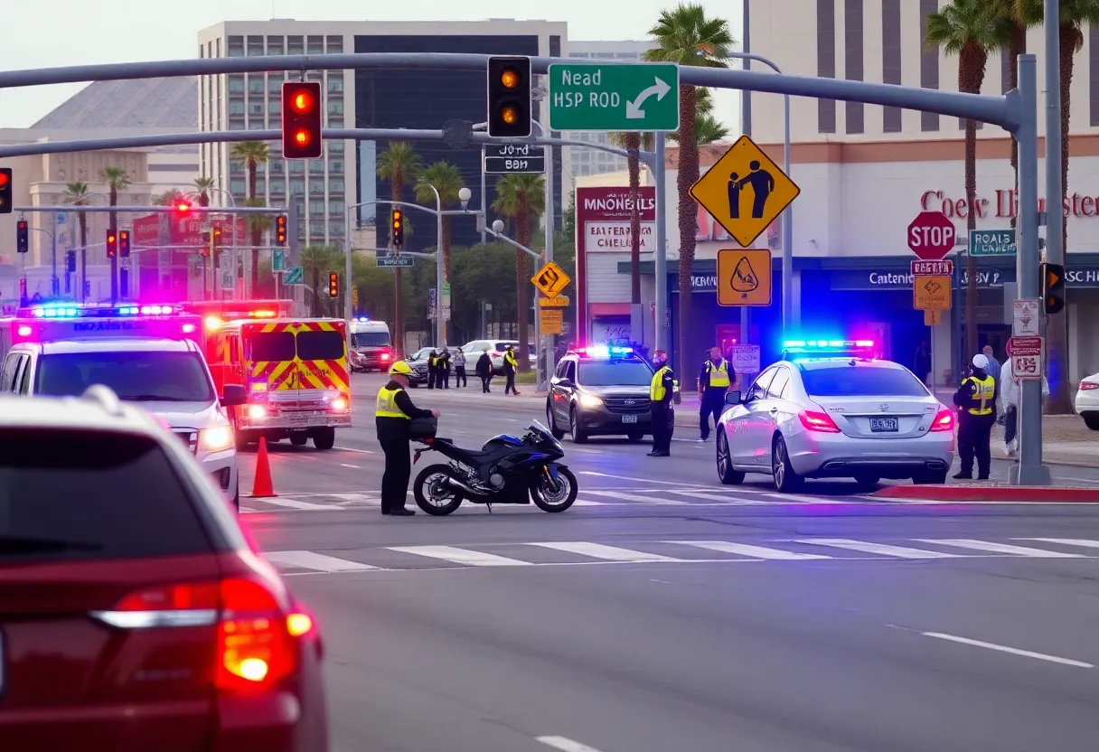 Las Vegas accident scene with emergency responders