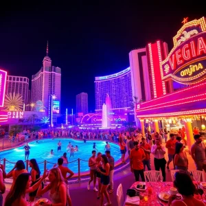 People enjoying nightlife in Las Vegas with nightclubs and pool parties