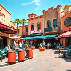 A variety of new restaurants in Las Vegas featuring outdoor dining and unique designs.