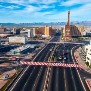 Aerial view of road construction in Las Vegas