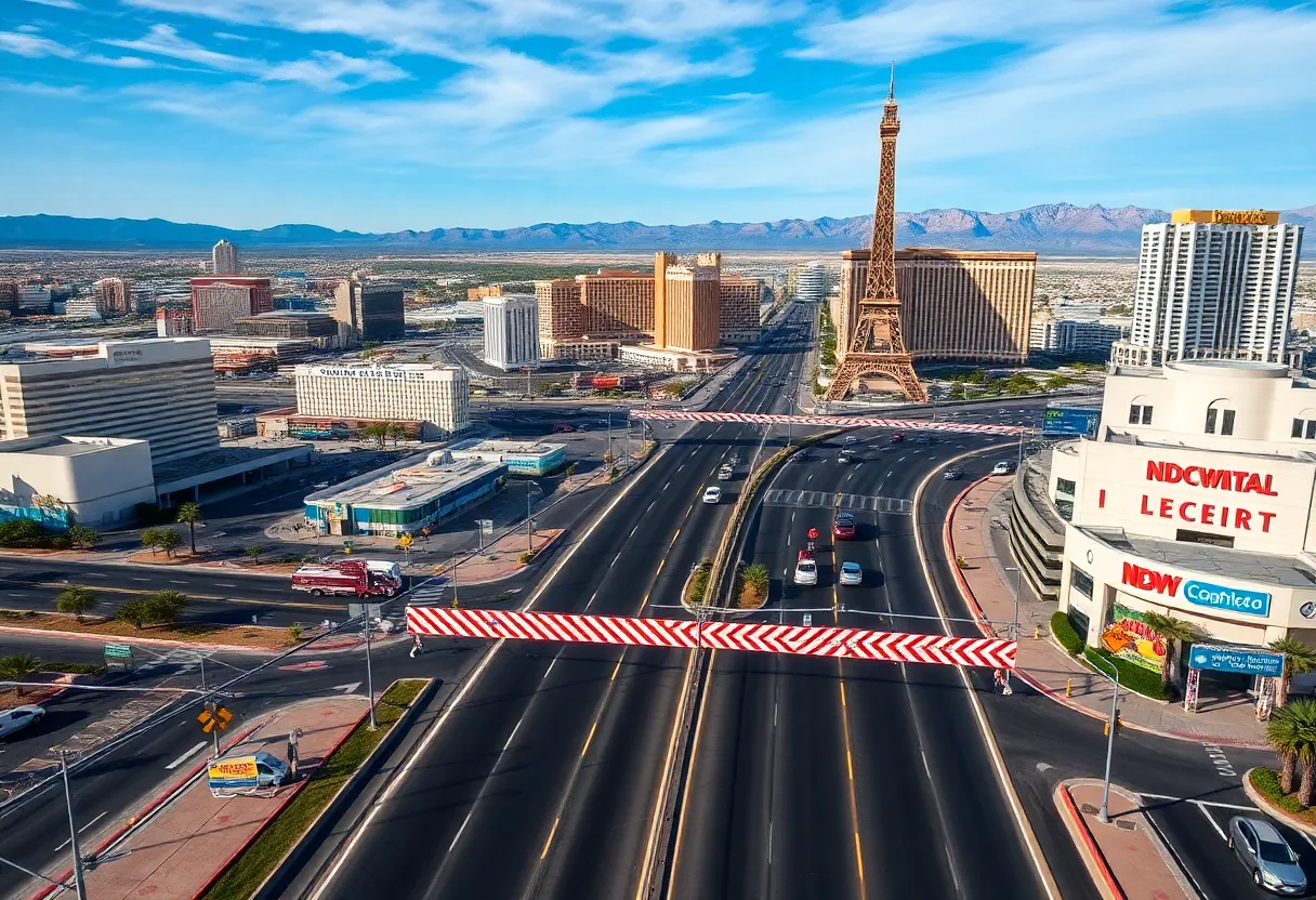 Aerial view of road construction in Las Vegas