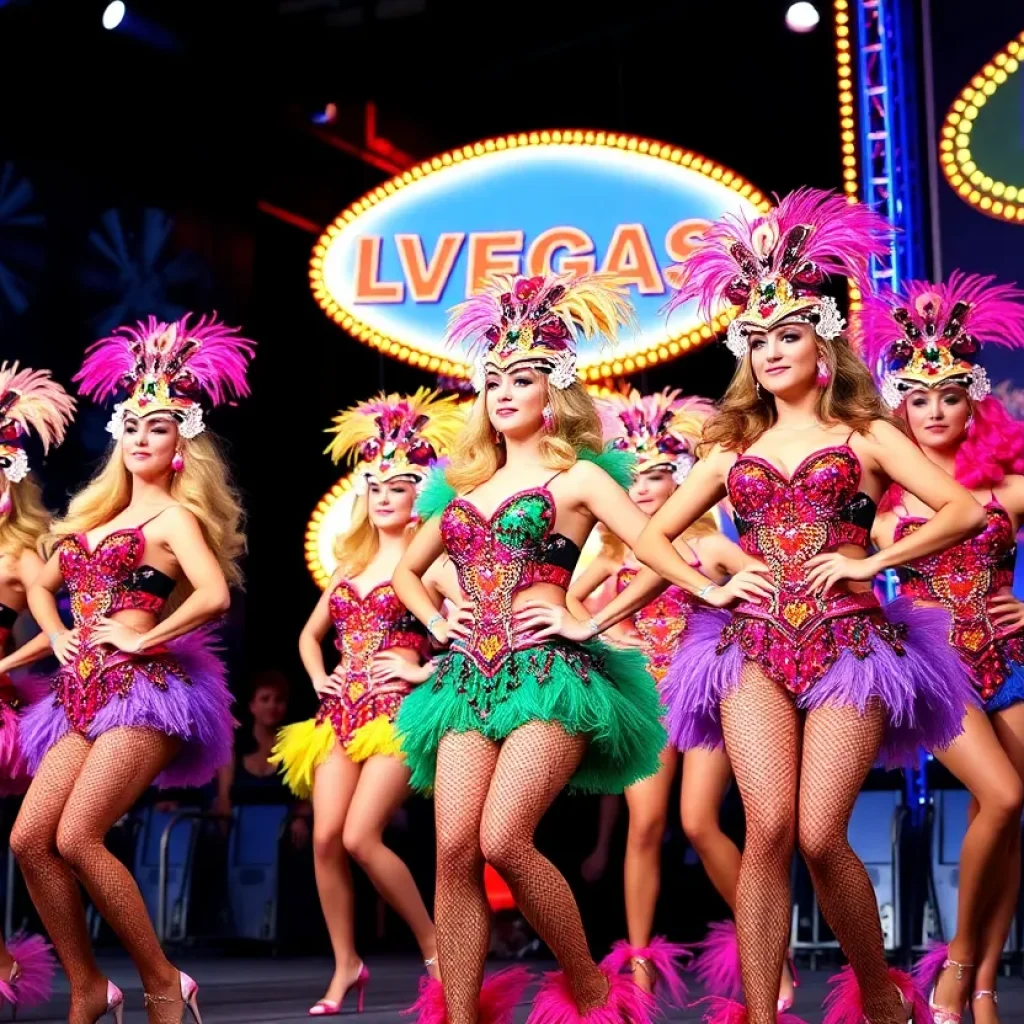 Vibrant showgirls performing in Las Vegas