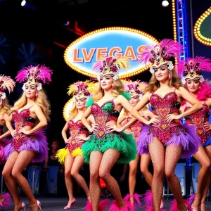 Vibrant showgirls performing in Las Vegas