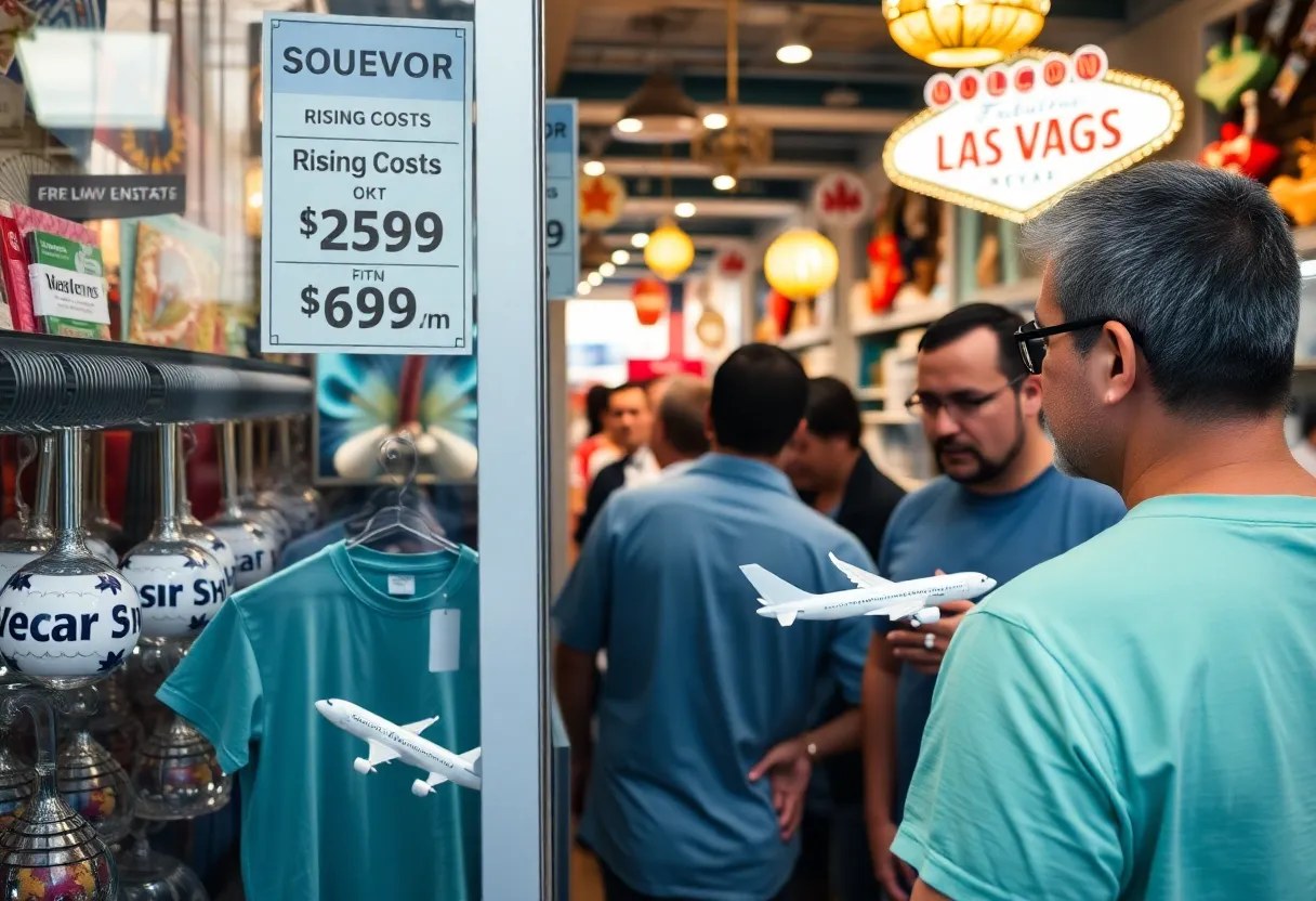 Souvenir shop in Las Vegas with rising price tags and customers browsing