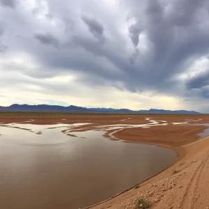View of the Las Vegas Wash with increased water levels
