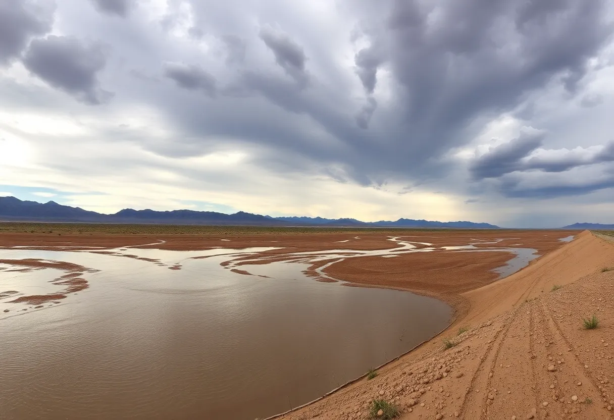 View of the Las Vegas Wash with increased water levels
