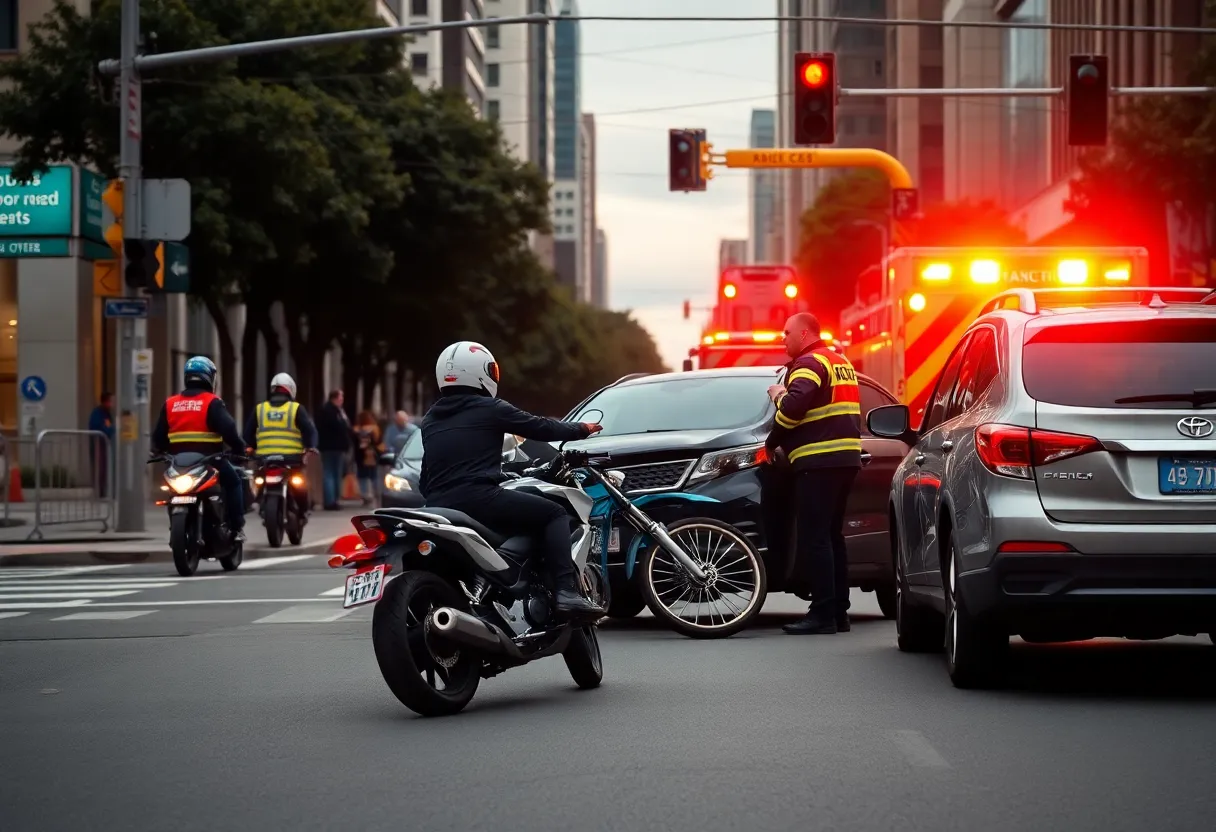 Emergency responders at the scene of a motorcycle crash in Las Vegas