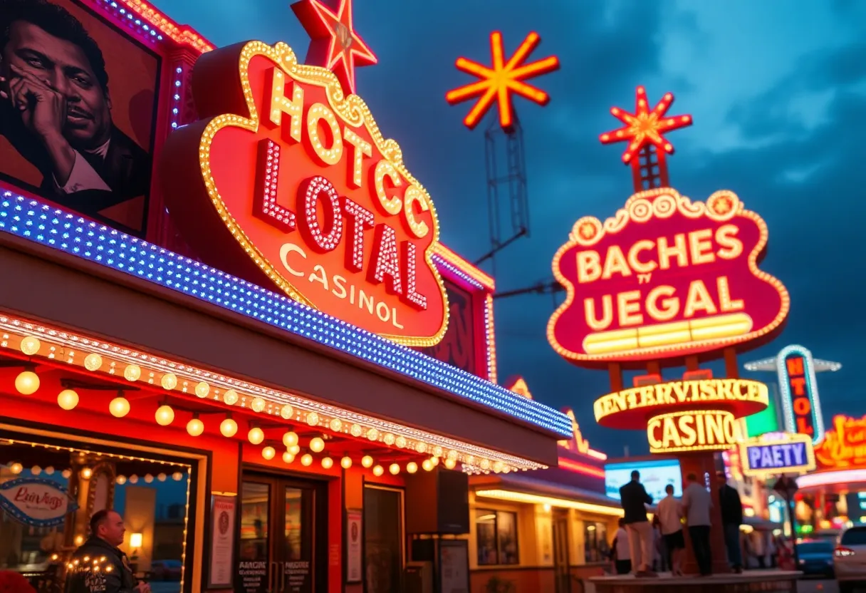 Moulin Rouge Hotel and Casino in Las Vegas, celebrating its 70th anniversary.