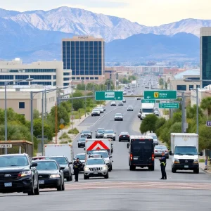 Cityscape of Nevada highlighting police and infrastructure projects