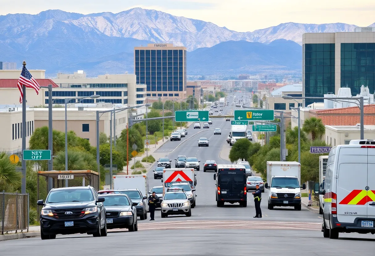 Cityscape of Nevada highlighting police and infrastructure projects