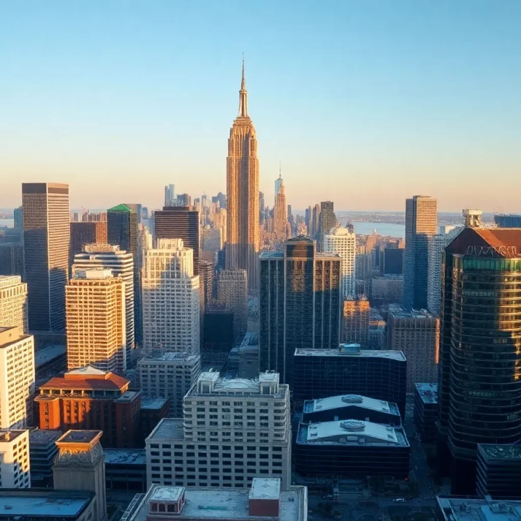 View of New York City skyline featuring urban developments