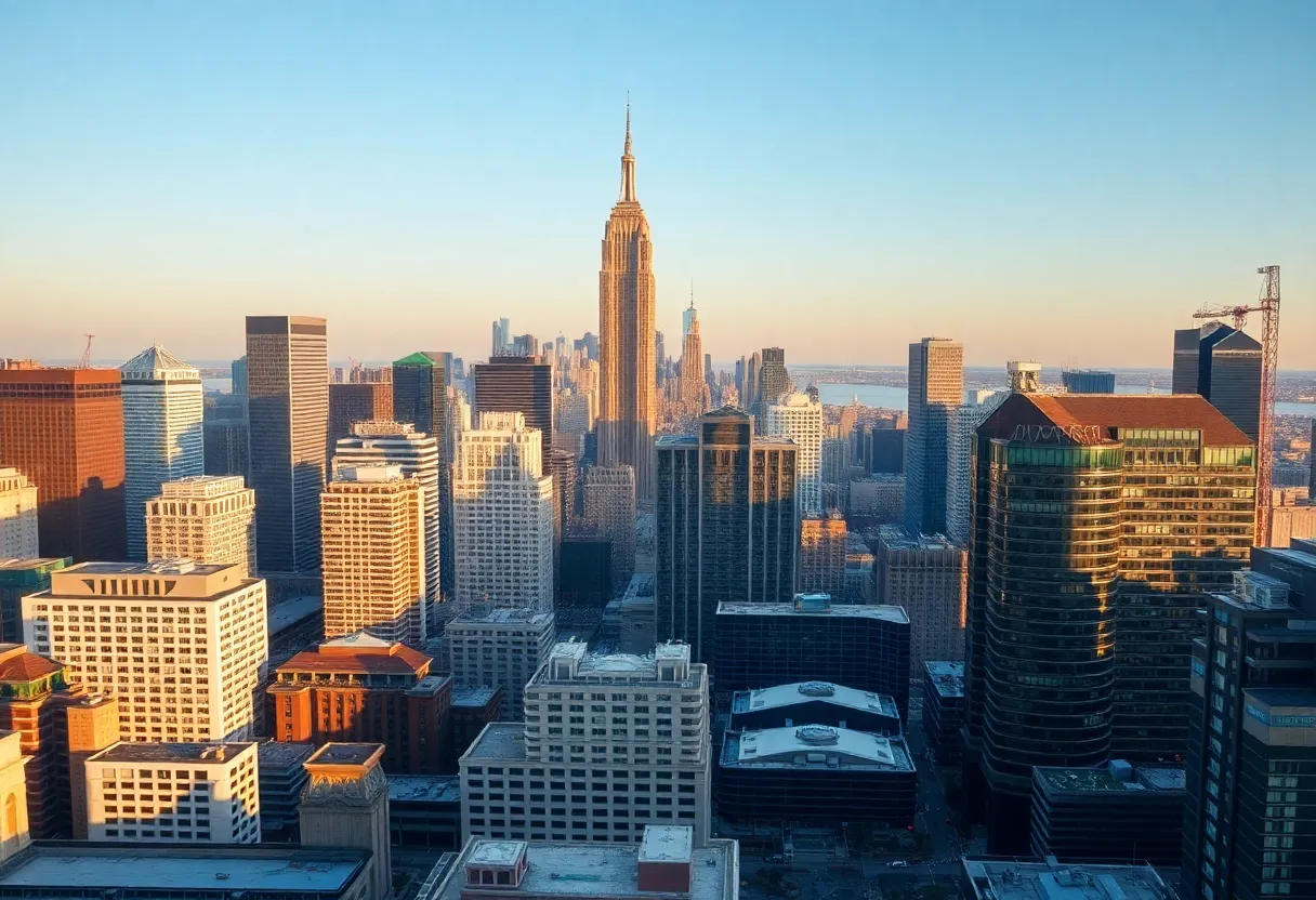 View of New York City skyline featuring urban developments