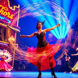 Performance scene from Cirque du Soleil's KÀ featuring baton twirling