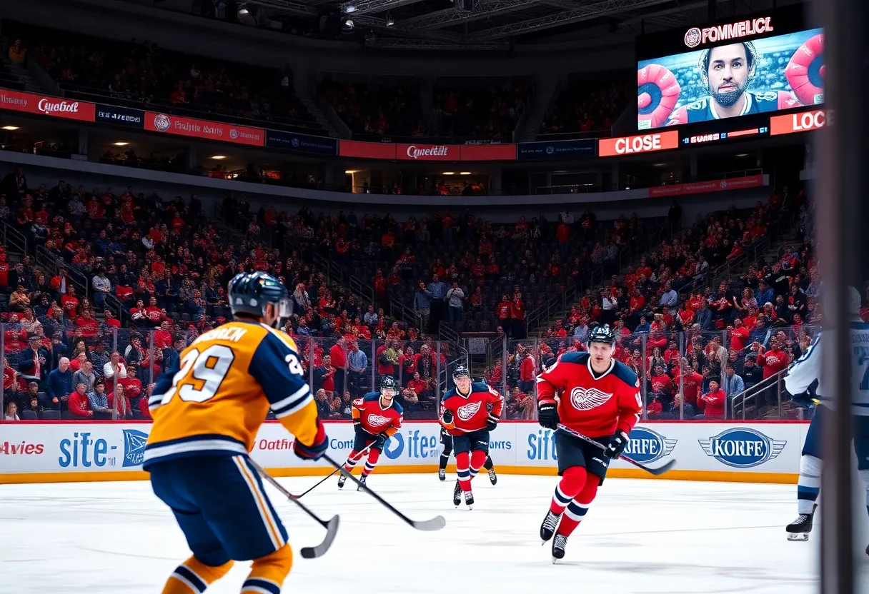 Edmonton Oilers players celebrating a victory during a playoff game.