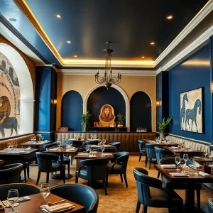 Interior view of Orla Restaurant showcasing the artistic decor and inviting atmosphere.