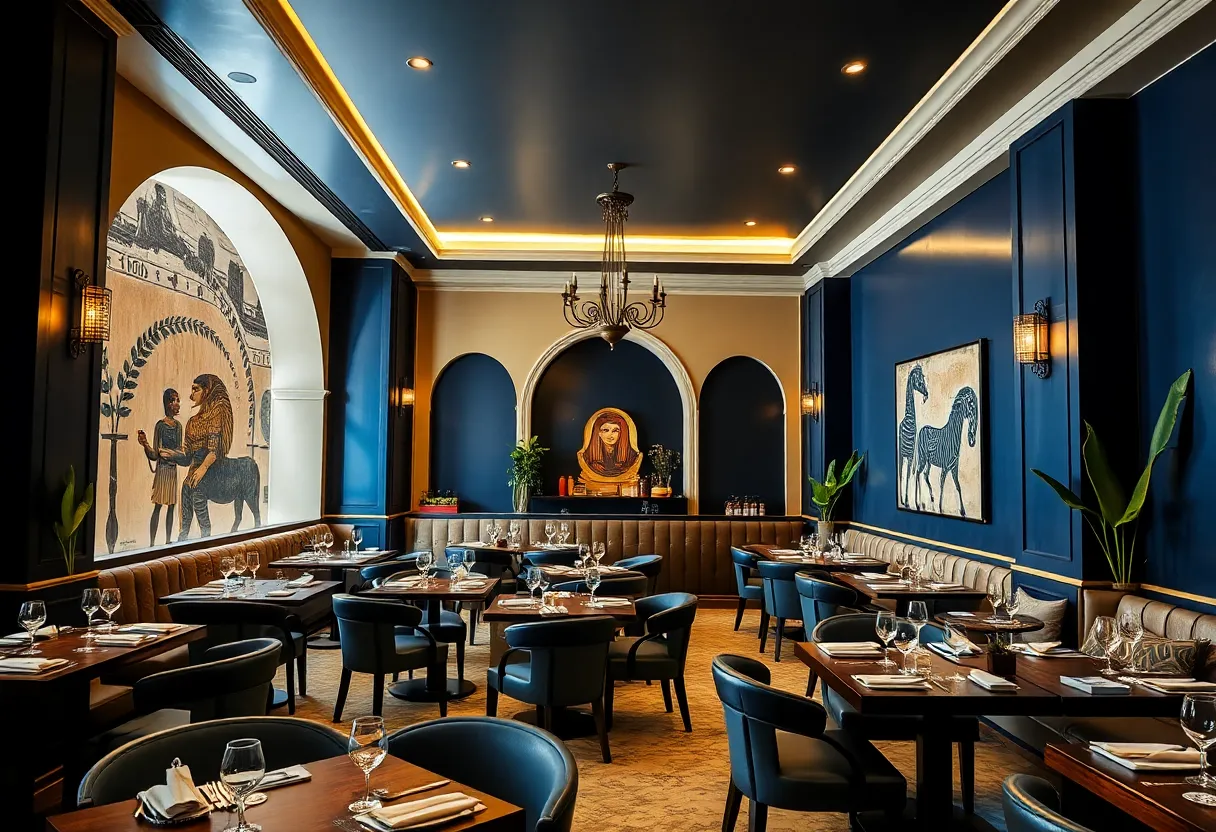Interior view of Orla Restaurant showcasing the artistic decor and inviting atmosphere.