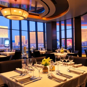 Elegant dining setting at Rivea Restaurant in Las Vegas