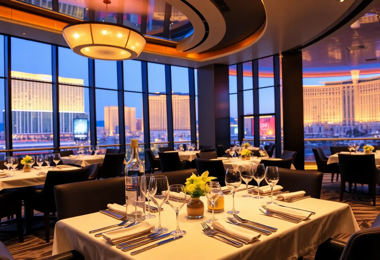 Elegant dining setting at Rivea Restaurant in Las Vegas