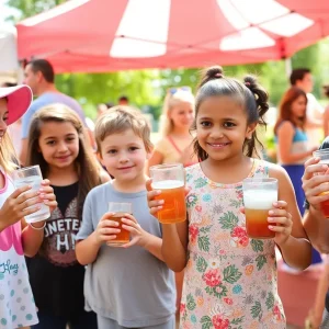Families participating in the Soda Free Summer Challenge enjoying healthy beverages