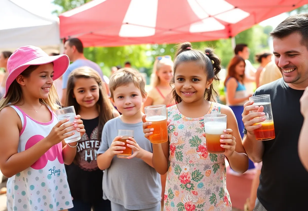 Families participating in the Soda Free Summer Challenge enjoying healthy beverages
