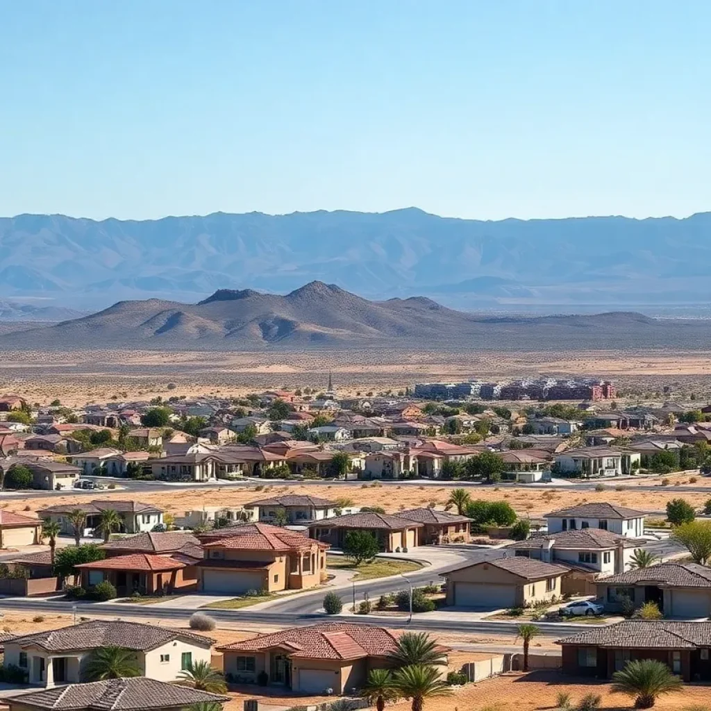 A housing development in Southern Nevada with desert scenery