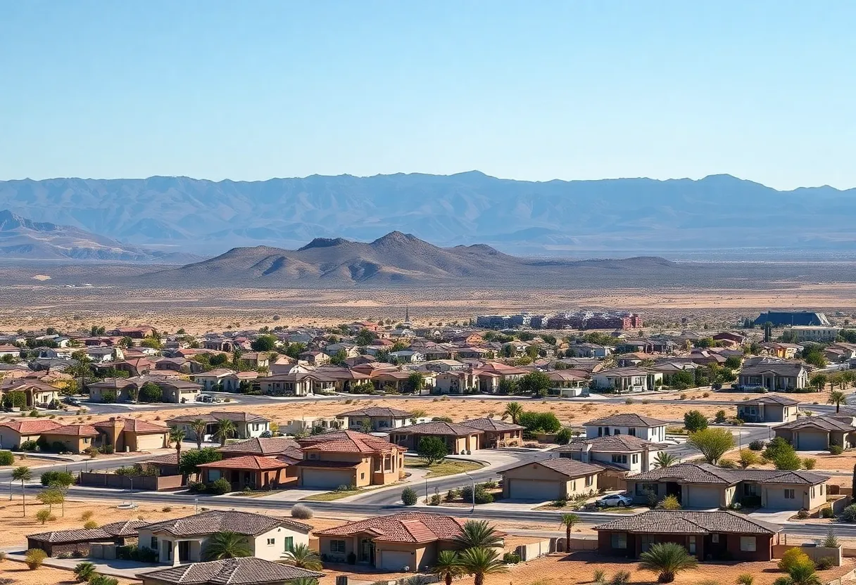 A housing development in Southern Nevada with desert scenery