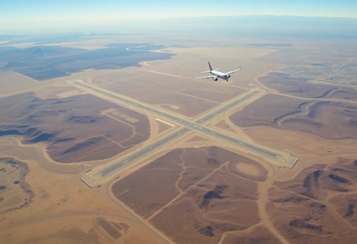 Aerial view of proposed airport site in Southern Nevada
