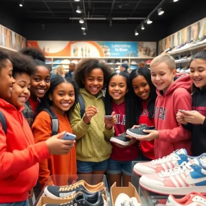 Eighth graders from FuturEdge Academy shopping for shoes
