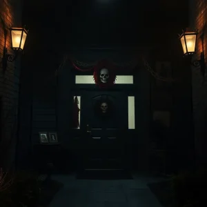 Haunted house entrance themed after Texas Chainsaw Massacre