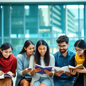 International students at UNLV studying together