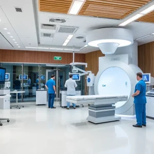 Interior view of MountainView Hospital's cancer treatment facility.
