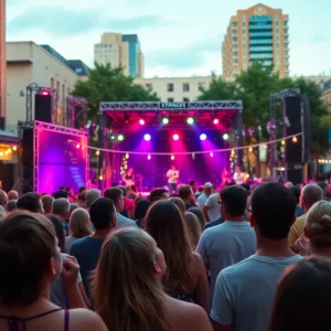 Crowd enjoying a summer concert in Downtown Las Vegas