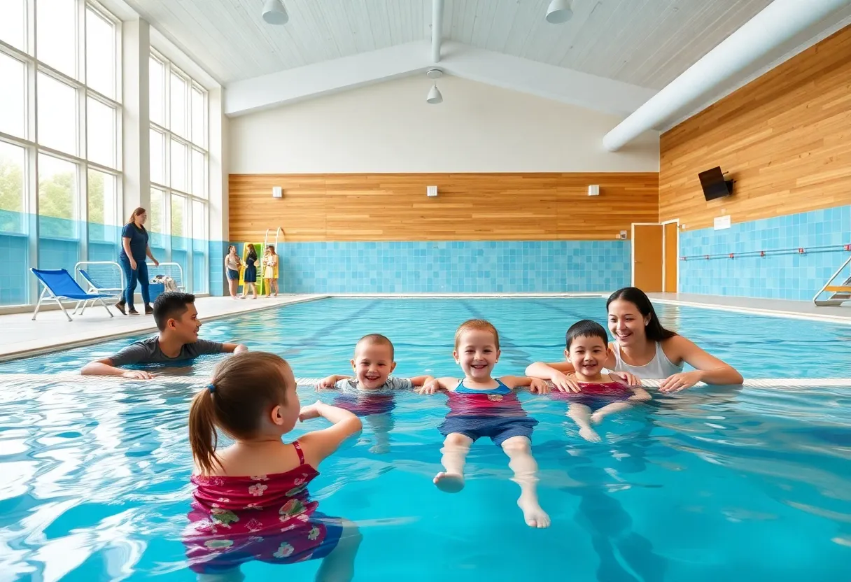 Interior view of Goldfish Swim School's Summerlin location, featuring the swimming pool and family-friendly amenities.