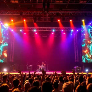 Exciting concert scene at Las Vegas with a vibrant stage and audience