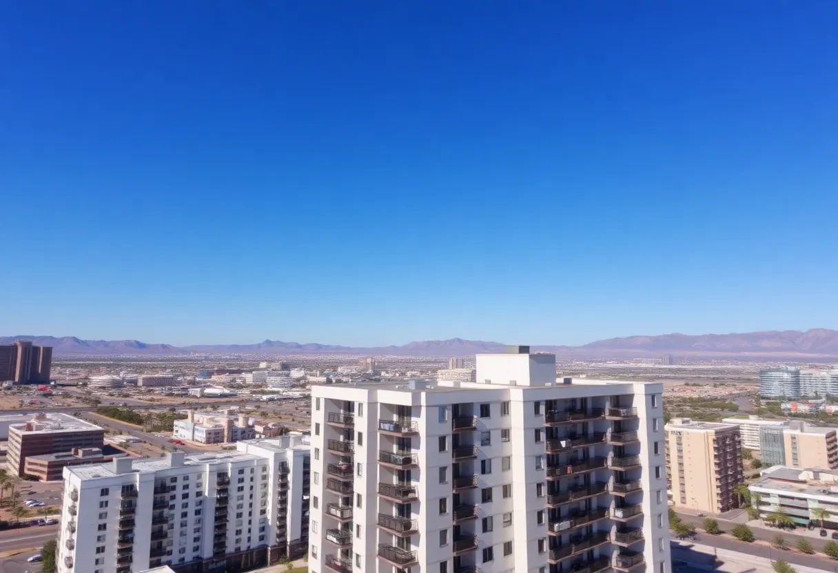 Aerial view of modern apartment buildings in Las Vegas