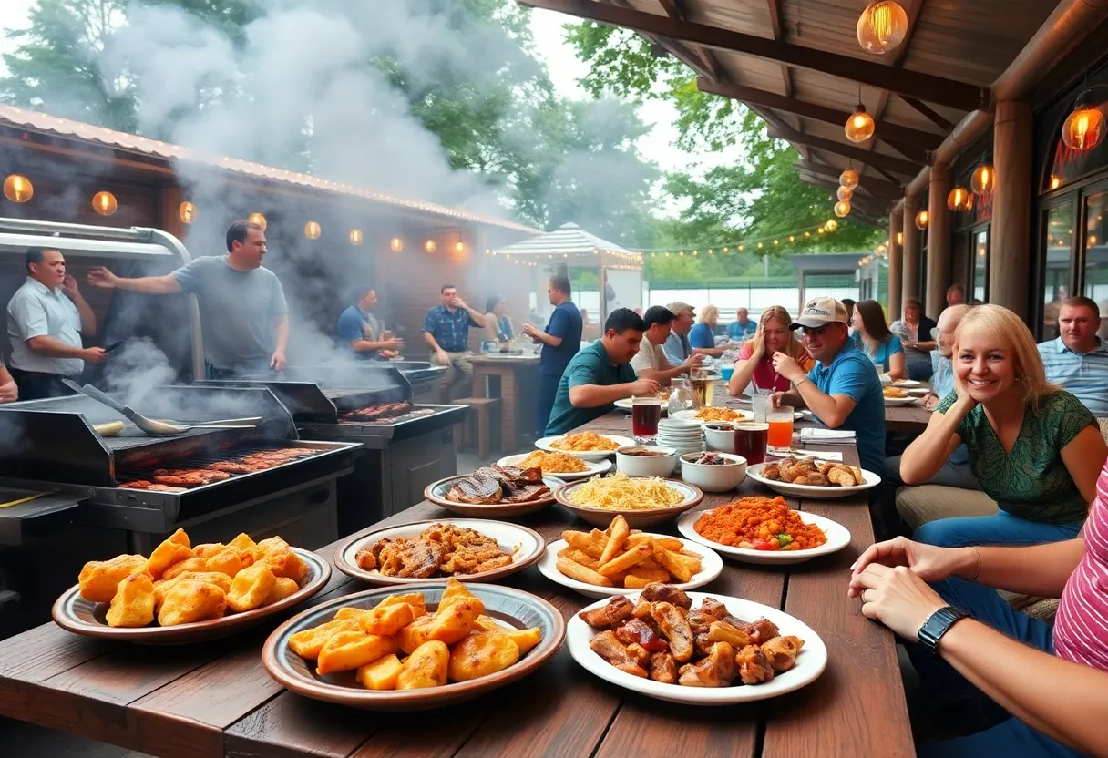 A colorful display of barbecue dishes at a Las Vegas restaurant